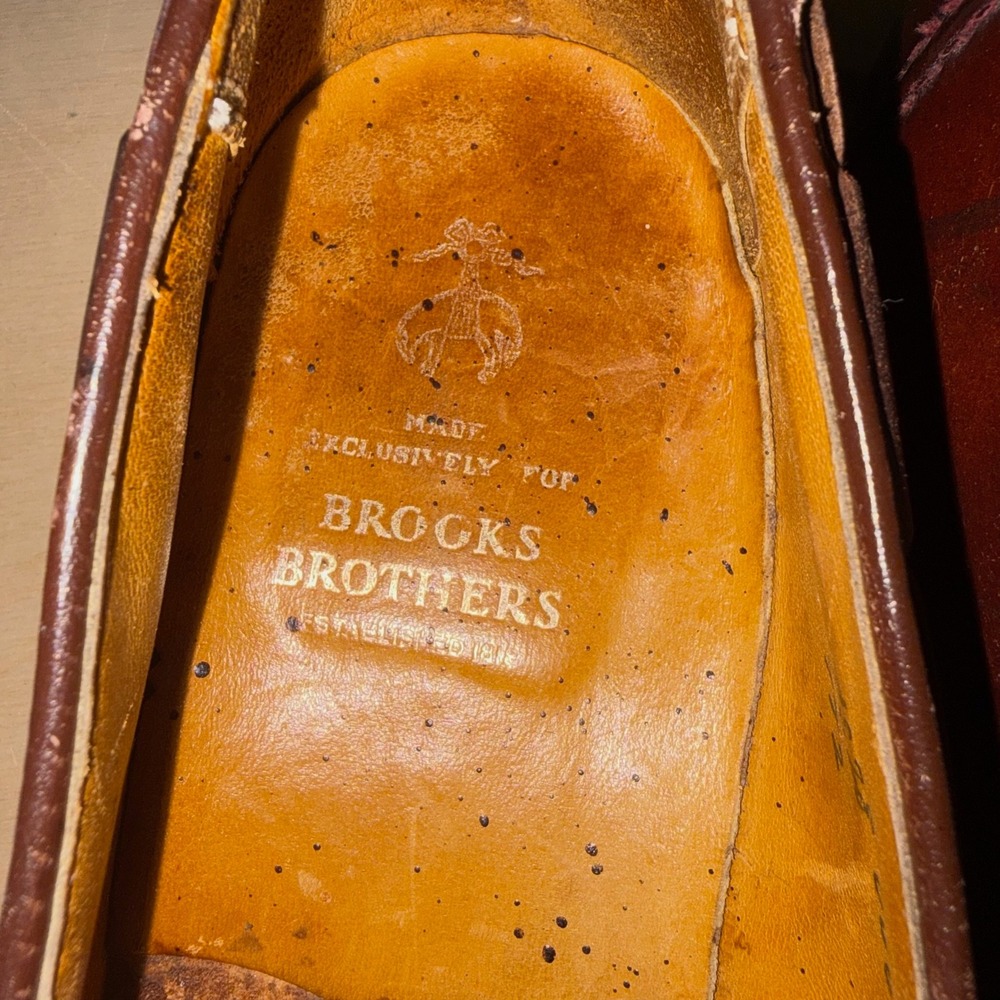 Peal & Co Brooks Brothers Tassel Loafers Mens 10 C Brown Leather Dress Shoes JR - Picture 7 of 9